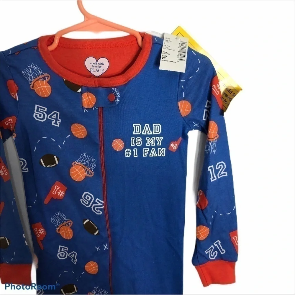 Children’s Place Dad Is My #1 Fan Footed Sleeper NWT 2T